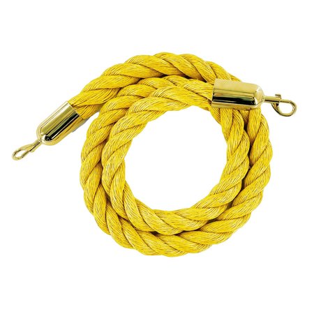 MONTOUR LINE Twisted Polyprop.Rope Yellow With Pol.Brass Snap Ends 8ft.Cotton Core HDPP510Rope-80-YW-SE-PB